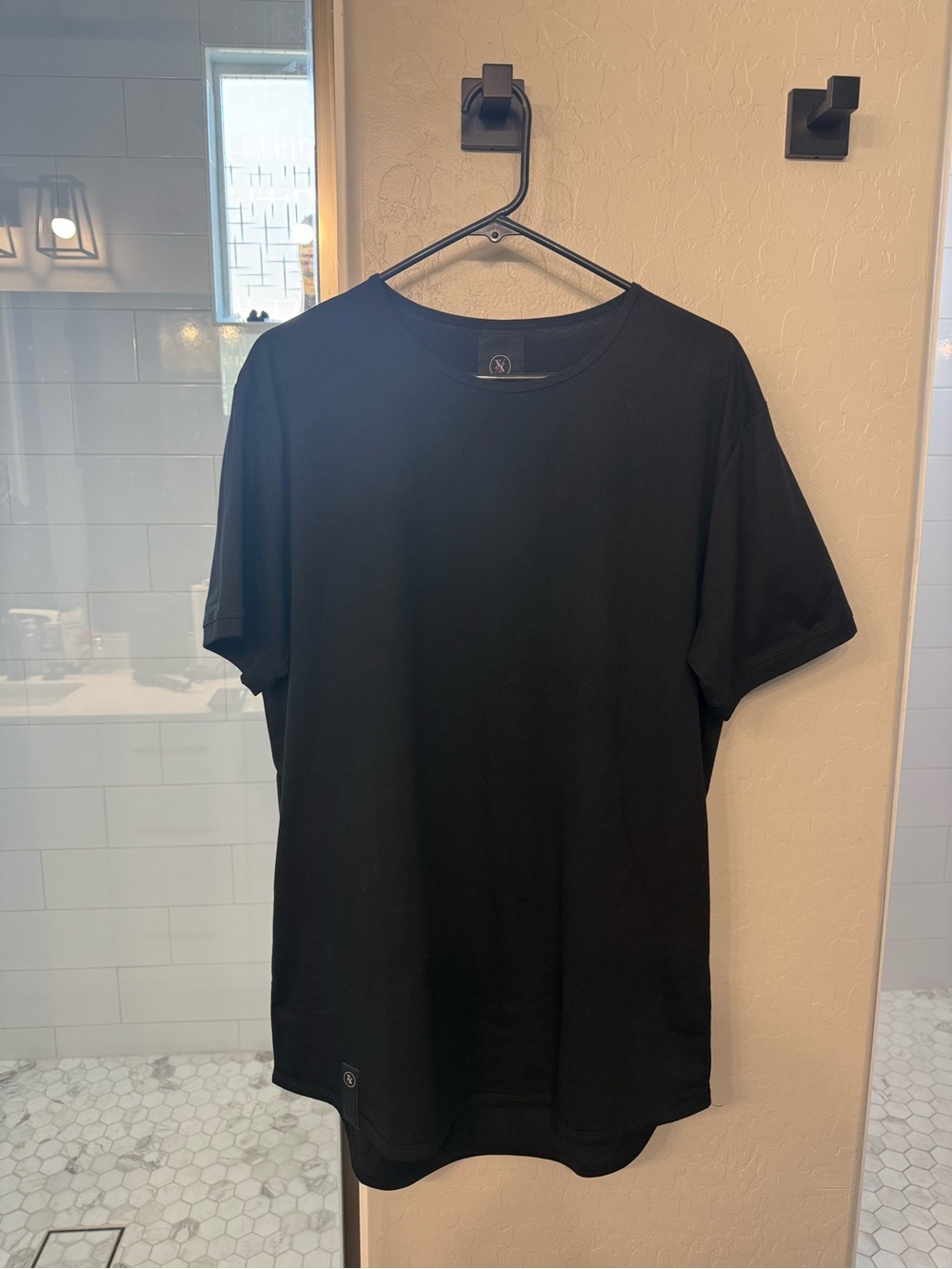 Men's Black Crewneck Drop Cut T-Shirt
